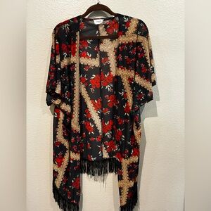 Siren Lily Black and Red Floral Cape